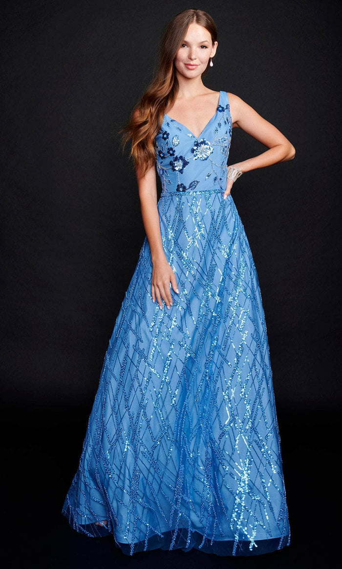 Nina Canacci 2355 - A-line Tulle Prom Dress Special Occasion Dress 0 / Blue