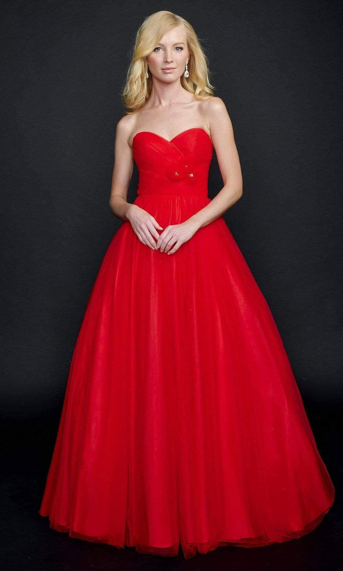 Nina Canacci - 6573 Floral Applique Sweetheart Gown Special Occasion Dress 0 / Red