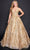 Nina Canacci 8209 - Crisscross Back Ballgown Special Occasion Dress 0 / Gold/Gold