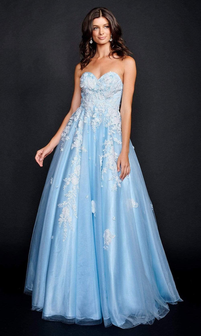 Nina Canacci - 9137 Strapless Embellished Ballgown Prom Dresses 4 / Baby Blue
