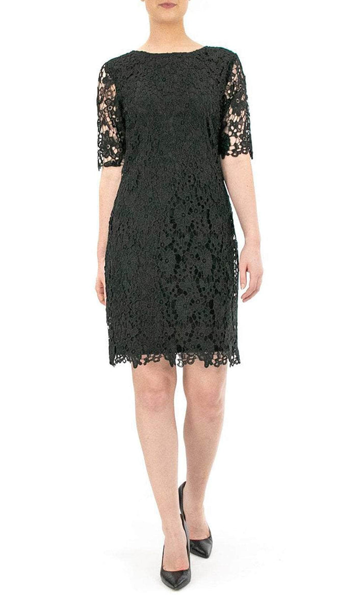 Nina Leonard L0474A - Lace Sheath Formal Dress Cocktail Dresses S / Black
