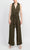 Nina Leonard L11770 - Collared V-neck Jumpsuit Formal Pantsuits L / Dark Olive