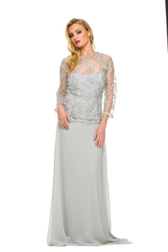 Nox Anabel 5096 Lace Jewel Neck A-line Dress - 1 Pc. Silver in size XL Available CCSALE XL / SILVER