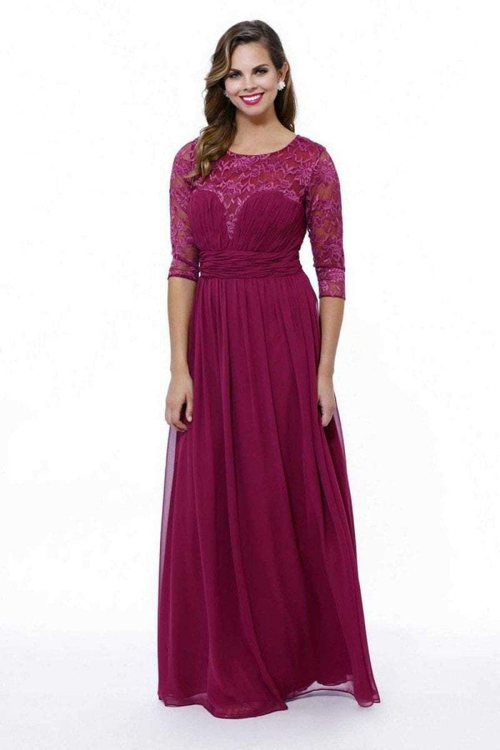 Nox Anabel 5118 Lace Jewel Neck Ruched Sweetheart A-Line Gown CCSALE 4XL / Burgundy