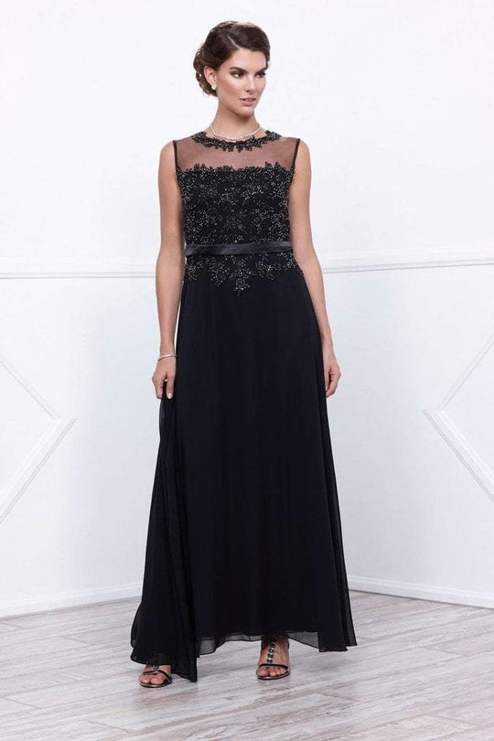 Nox Anabel 5146 Beaded illusion Jewel Neck A-Line Dress - 1 pc Black In Size 4XL Available CCSALE 4XL / Black