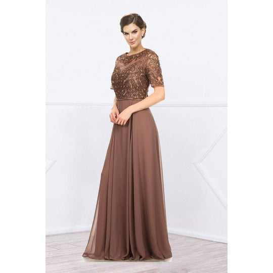Nox Anabel 5151 Embroidered Bateau Neck A-Line Gown CCSALE