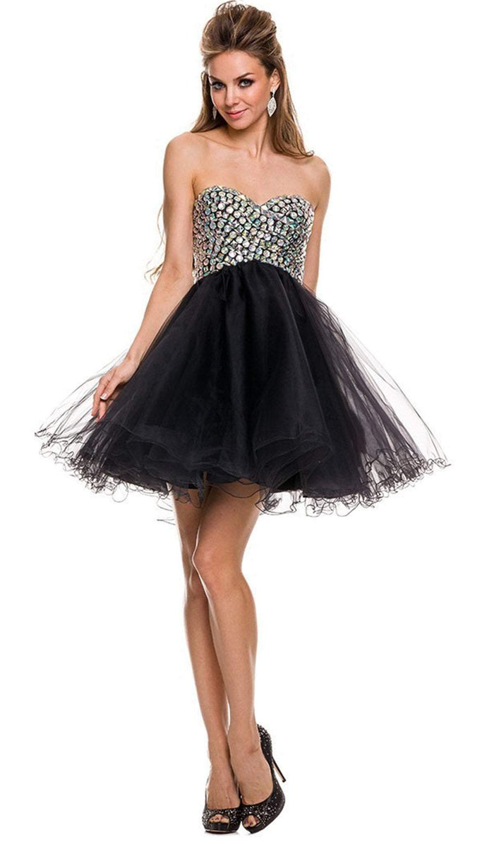 Nox Anabel - 6010 Beaded Sweetheart A-Line Dress Special Occasion Dress XS / Black