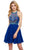 Nox Anabel - 6238 High Illusion Racerback Bejeweled Cocktail Dress Special Occasion Dress XS / Navy