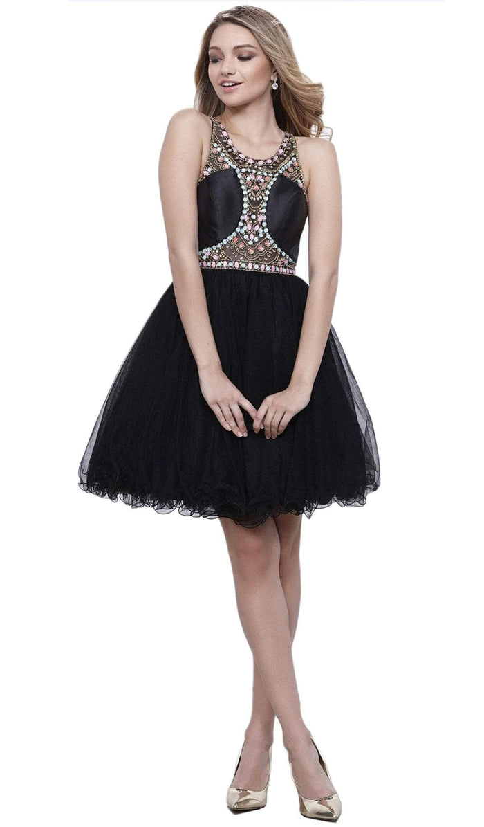 Nox Anabel - 6250 Beaded Sleeveless Cocktail Dress Special Occasion Dress XS / Black