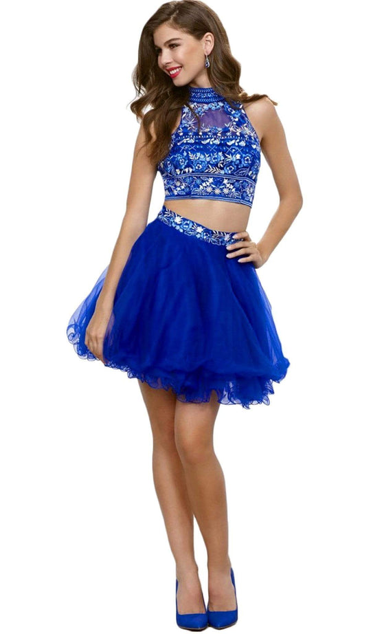 Nox Anabel - 6272 Halter Illusion Cutout Floral Cocktail Dress Special Occasion Dress