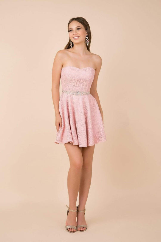 Nox Anabel - 6358 Embellished Waist Sweetheart Neckline Cocktail Dress Special Occasion Dress