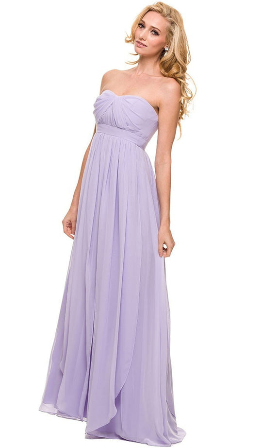 Nox Anabel - 7124 Pleated Sweetheart A-line Long Formal Gown Special Occasion Dress XS / Lilac