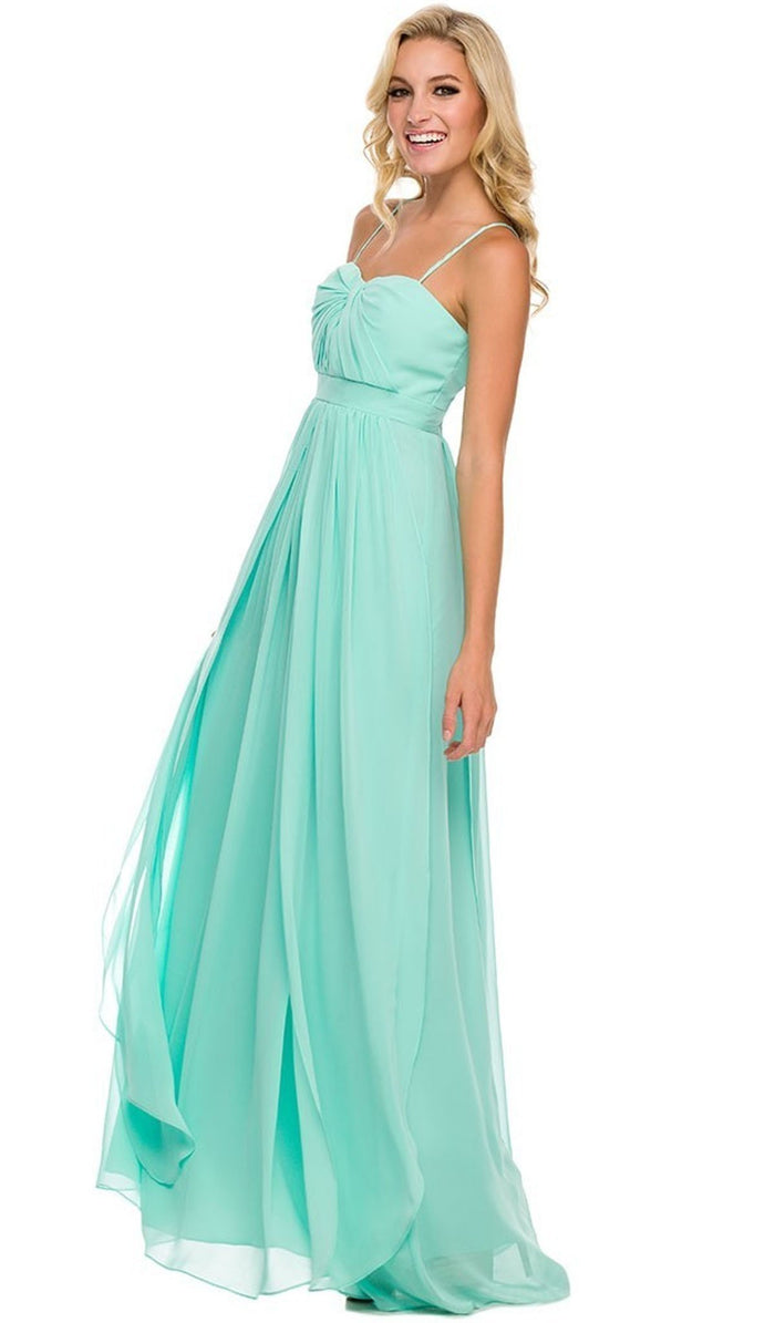 Nox Anabel - 7124 Pleated Sweetheart A-line Long Formal Gown Special Occasion Dress XS / Mint Green