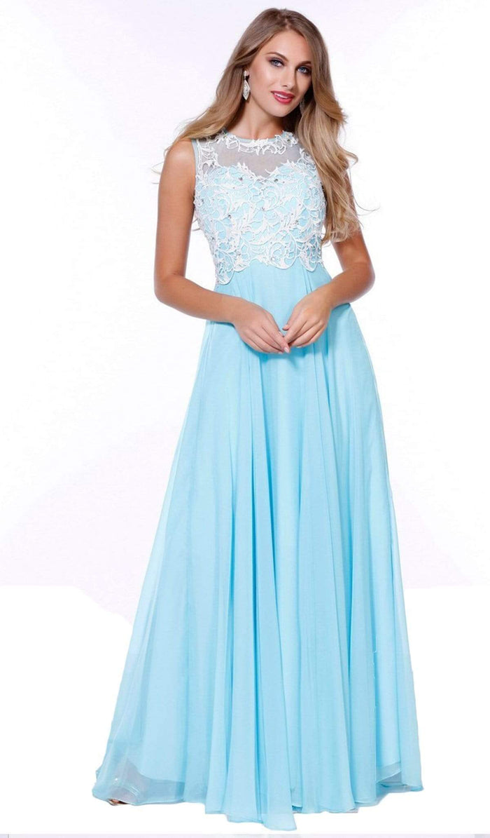 Nox Anabel - 8154 Floor Length Lace Bodice Gown Special Occasion Dress XS / Aqua