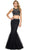 Nox Anabel - 8156 Embellished Halter Crop-Top Two Piece Evening Gown Special Occasion Dress XS / Black