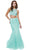 Nox Anabel - 8156 Embellished Halter Crop-Top Two Piece Evening Gown Special Occasion Dress XS / Mint Green