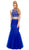 Nox Anabel - 8156 Embellished Halter Crop-Top Two Piece Evening Gown Special Occasion Dress XS / Royal Blue