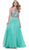 Nox Anabel - 8326 Lovely Floral Halter Style Long Evening Gown Special Occasion Dress XS / Mint Green