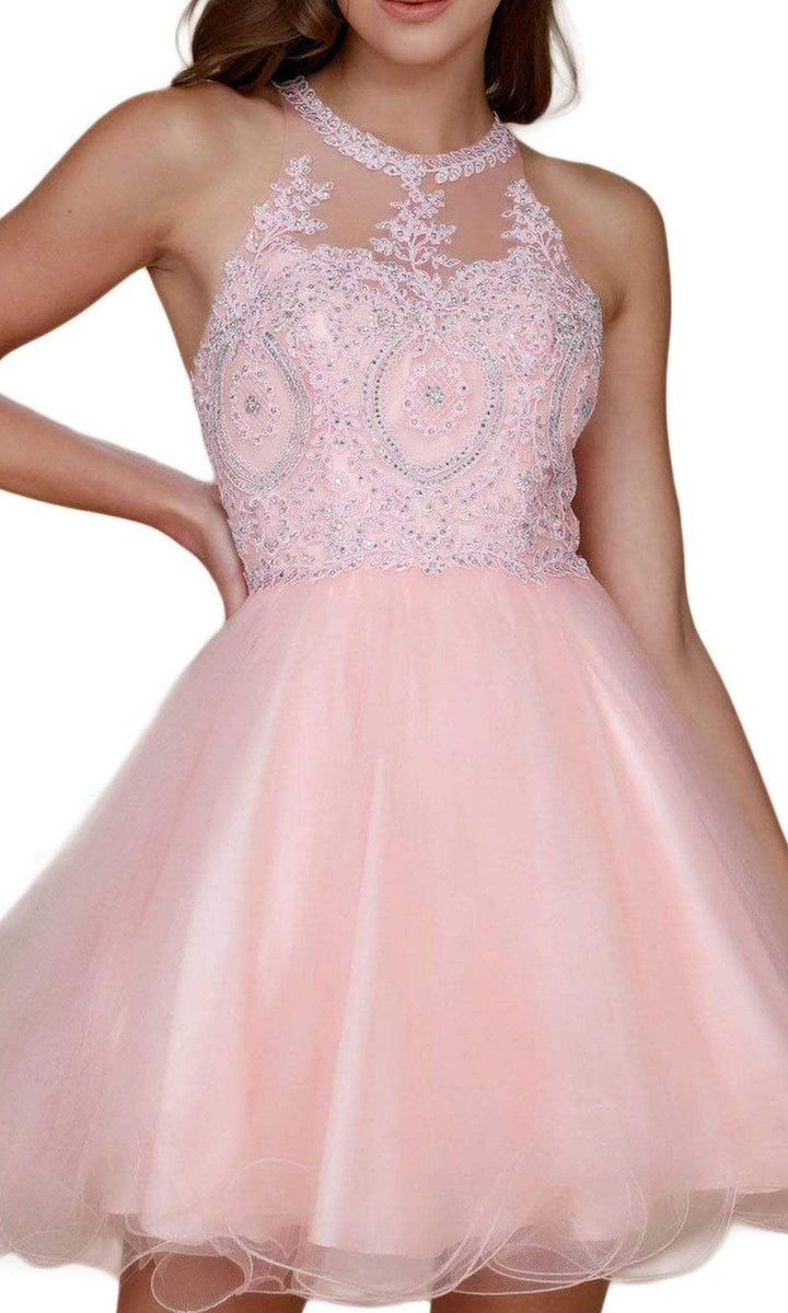 Lace Yoke Applique Bodice Tulle Skirt Dress White main image 1