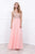 Nox Anabel Beaded V-Neck Illusion Long Dress in Bashful Pink 8343 CCSALE S / Bashful Pink