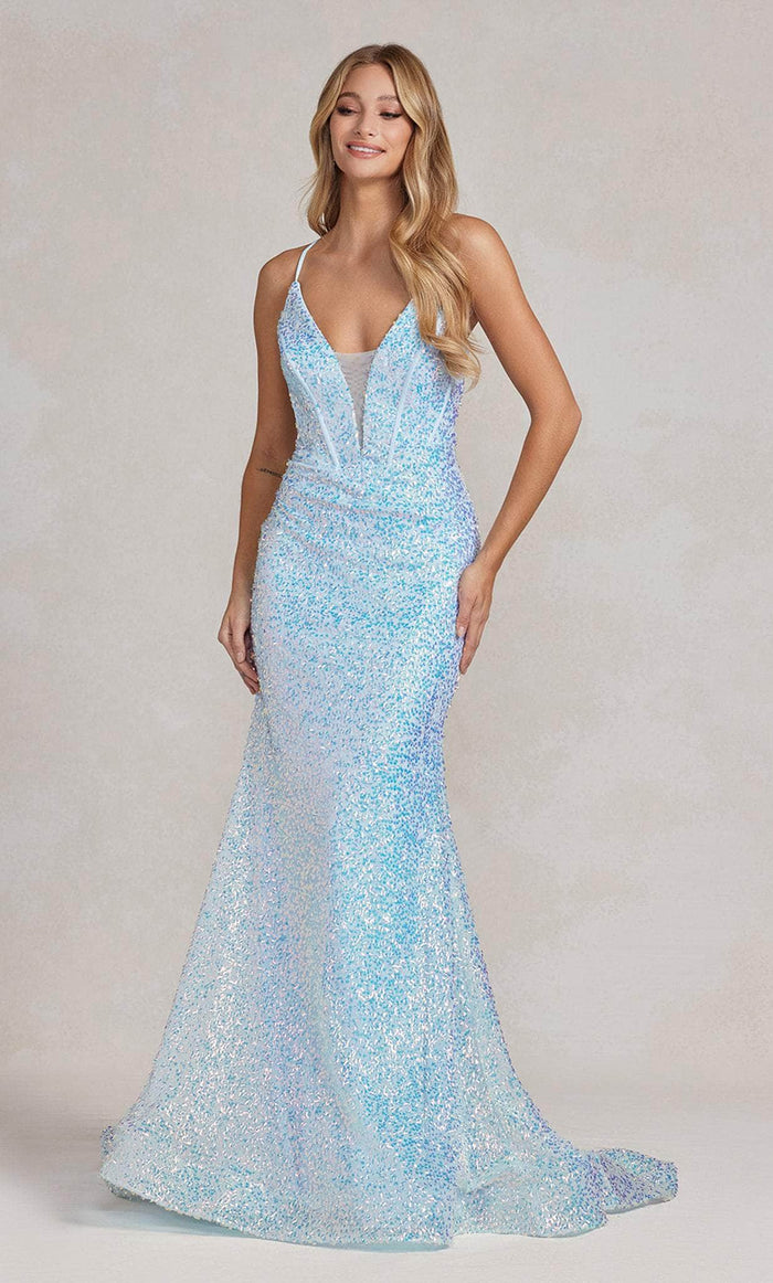 Nox Anabel C1094 - Sequin Mermaid Prom Dress Prom Dresses 00 / Blue