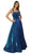 Nox Anabel - C240 Glimmering Square Neck Strappy Back A-Line Gown Special Occasion Dress XS / Royal Blue