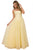 Nox Anabel - C415 Embroidered Scoop Neck Long A-line Gown Prom Dresses 4 / Lemon