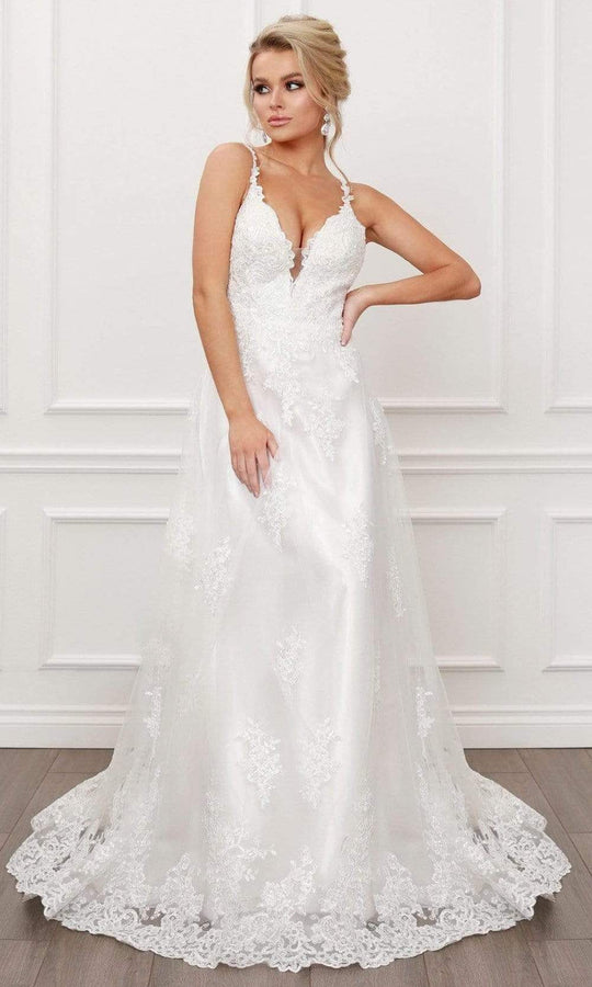Nox Anabel - C461 Lace Applique Long A-Line Wedding Gown
