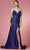 Nox Anabel E1038 - Beaded V-Neck Prom Dress Prom Dresses 2 / Navy Blue