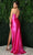 Nox Anabel E1042 - Cowl Neck High Slit Evening Gown In Pink