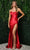 Nox Anabel E1042 - Cowl Neck High Slit Evening Gown In Red