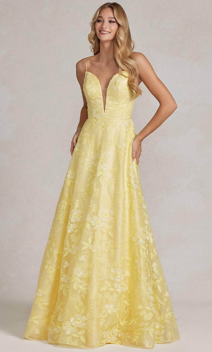 Nox Anabel E1175 - Sleeveless A-Line Prom Dress Prom Dresses 00 / Yellow