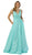 Nox Anabel - E156 Sleeveless Illusion Panel V Neck A-Line Gown Prom Dresses XS / Mint Green