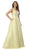 Nox Anabel - E156P Deep V-neck Pleated A-line Dress Special Occasion Dress 4XL / Lemon