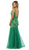Nox Anabel - E185 Sleeveless V Neck Beaded Lace Tulle Mermaid Gown Special Occasion Dress