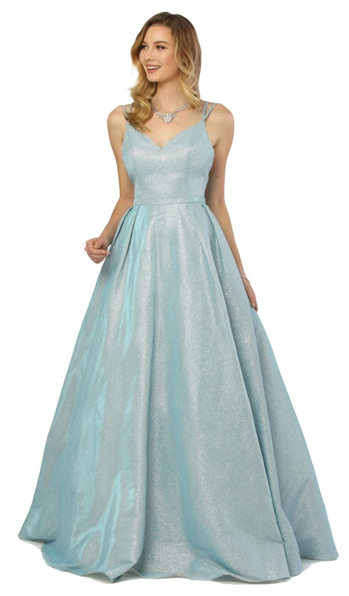 Nox Anabel - E228 Sleeveless V-neck Pleated Ballgown Special Occasion Dress XS / Blue