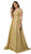 Nox Anabel - E228 Sleeveless V-neck Pleated Ballgown Special Occasion Dress XS / Gold