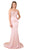 Nox Anabel - E276 Sequined Lace Illusion Paneled Long Gown Evening Dresses XS / Rose
