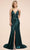 Nox Anabel E365 - Plunging Neck Metallic Long Gown Prom Dresses 2 / Green