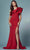 Nox Anabel E467 - Ruffled Asymmetric Long Dress Evening Dresses 00 / Red