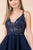 Nox Anabel - Embellished Deep V-neck A-line Cocktail Dress G698 - 1 pc Navy Blue In Size S Available CCSALE S / Navy Blue