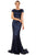 Nox Anabel - F338 Cap Sleeve Sequined Mermaid Gown Mother of the Bride Dresses 6 / Navy Blue