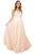 Nox Anabel - G048 Embroidered Deep V-neck A-line Gown Prom Dresses XS / Pale Yellow