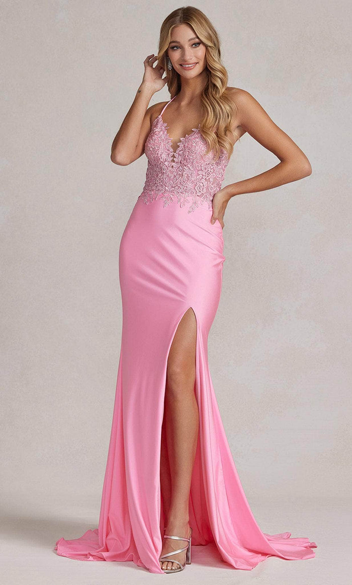 Nox Anabel G1150 - V-Neck Strappy Back Prom Gown Evening Dresses 00 / Pink