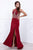 Nox Anabel Halter Illusion Long Gown with Slit in Burgundy 8319 CCSALE S / Burgundy