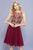 Nox Anabel - Illusion Gilded Lace Festooned A-Line Dress 6321 - 1 pc Burgundy in size S Available CCSALE