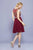 Nox Anabel - Illusion Gilded Lace Festooned A-Line Dress 6321 - 1 pc Burgundy in size S Available CCSALE