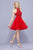 Nox Anabel Illusion High Halter A-line Cocktail Dress 6316 CCSALE L / Red