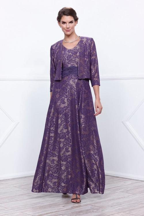 Nox Anabel - Lace Embroidered A-line Dress with Jacket 5139 CCSALE 4XL / Violet