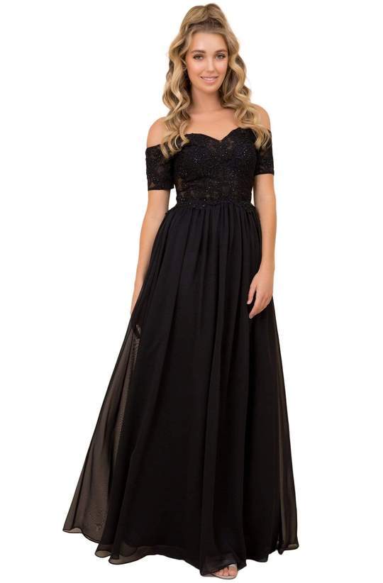 Nox Anabel - Lace Embroidered Sweetheart Notch A-Line Dress A061 - 1 pc Black In Size L Available CCSALE L / Black
